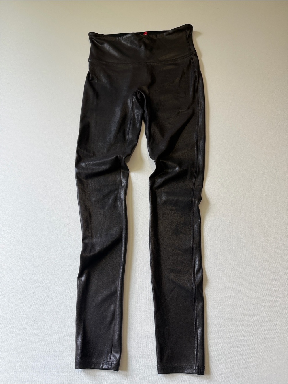 SPANX Black Faux Leather Leggings Women’s Size: Small Shapewear Shiny